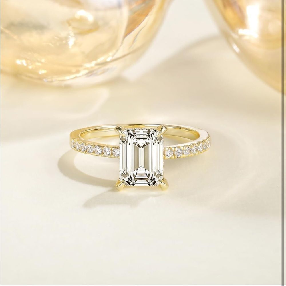 Paved Emerald Cut Engagement Ring